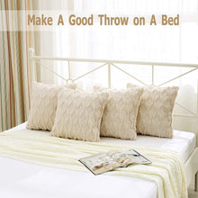 Load image into Gallery viewer, Volcanics Pack of 2 Faux Wool Throw Pillow Covers 18x18 Inches Decorative Farmhouse Velvet Couch Pillow Case Soft Plush Square Boho Cushion Pillowcase, Beige