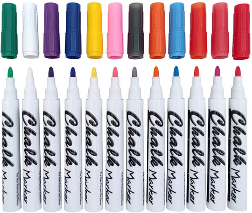 Volcanics Liquid Chalk Markers for Chalkboard Glass Markers Chalkboard Markers Erasable,12 Pack,12 Colors
