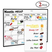 Load image into Gallery viewer, 2 Fridge Calendar Set Magnetic Dry Erase Calendar Whiteboard 2019-20 Calendar for Kitchen Refrigerator Smart Planners One Monthly Planner(16.9 x 11.8") + 1 Smaller (8.5X11.6”) Blank Horizontal Planner