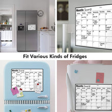 Load image into Gallery viewer, 2 Fridge Calendar Set Magnetic Dry Erase Calendar Whiteboard 2019-20 Calendar for Kitchen Refrigerator Smart Planners One Monthly Planner(16.9 x 11.8") + 1 Smaller (8.5X11.6”) Blank Horizontal Planner