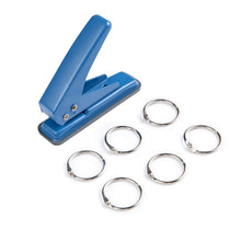 Load image into Gallery viewer, Single Hole Punch Heavy Duty Paper Hole Puncher Small One Hole Punch with 6 Extra Book Rings