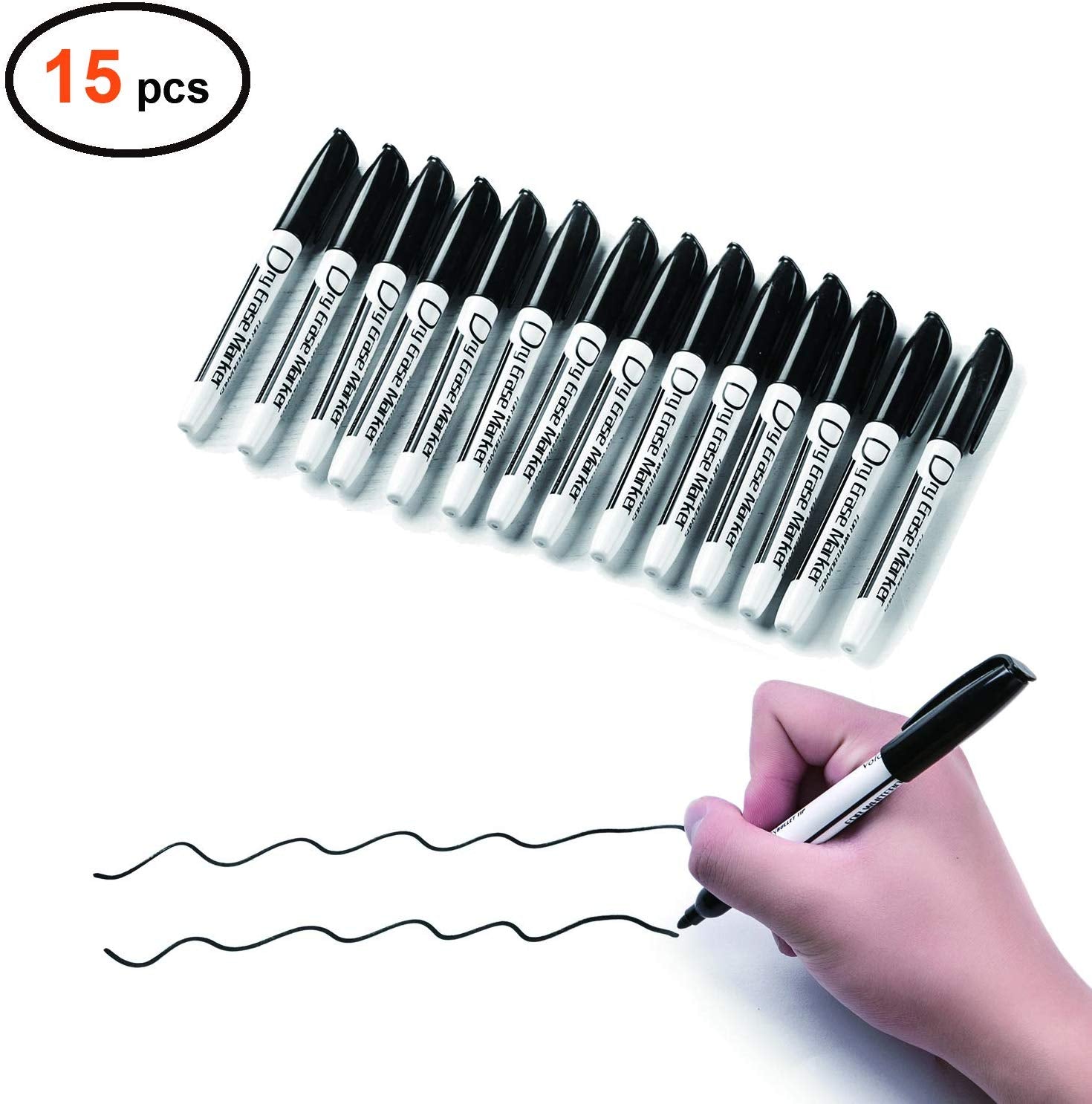 Volcanics Black Fine Tip Dry Erase Markers Low Odor Whiteboard