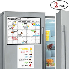 Load image into Gallery viewer, 2 Fridge Calendar Set Magnetic Dry Erase Calendar Whiteboard 2019-20 Calendar for Kitchen Refrigerator Smart Planners One Monthly Planner(16.9 x 11.8") + 1 Smaller (8.5X11.6”) Blank Horizontal Planner